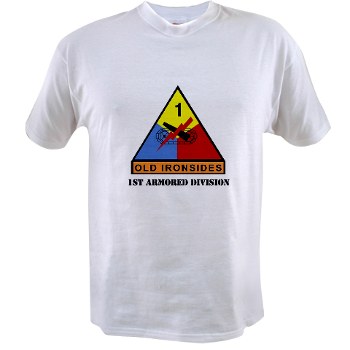 1AD - A01 - 04 - SSI - 1st Armored Division with Text Value T-shirt - Click Image to Close