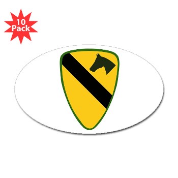 1CAV - M01 - 01 - SSI - 1st Cavalry Division Sticker (Oval 10 pk) - Click Image to Close