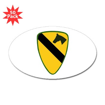 1CAV - M01 - 01 - SSI - 1st Cavalry Division Sticker (Oval 50 pk) - Click Image to Close