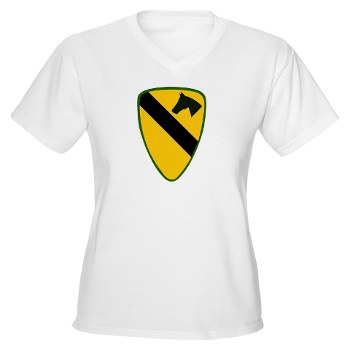 1CAV - A01 - 04 - SSI - 1st Cavalry Division Womens V-Neck T-Shirt