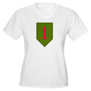 1ID - A01 - 04 - SSI - 1st Infantry Division Women's V-Neck T-Shirt