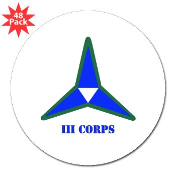 IIICorps - M01 - 01 - SSI - III Corps with Text 3\" Lapel Sticke - Click Image to Close