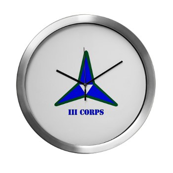 IIICorps - M01 - 03 - SSI - III Corps with Text Modern Wall Cloc - Click Image to Close