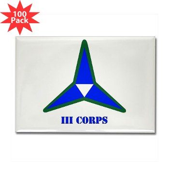 IIICorps - M01 - 01 - SSI - III Corps with Text Rectangle Magnet