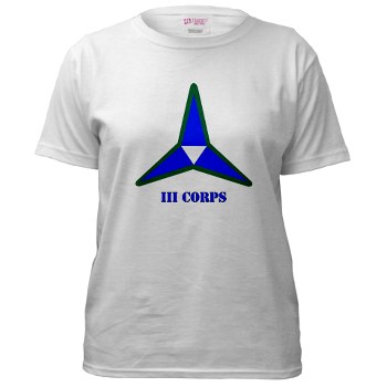 IIICorps - A01 - 04 - SSI - III Corps with Text Women's T-Shirt - Click Image to Close