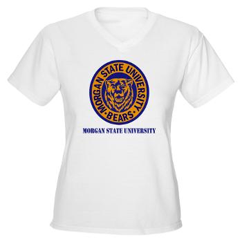 morgan - A01 - 04 - SSI - ROTC - Morgan State University with Text - Women's V-Neck T-Shirt
