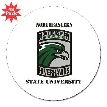 nsuok - M01 - 01 - SSI - ROTC - Northeastern State University with Text - 3" Lapel Sticker (48 pk)