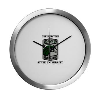 nsuok - M01 - 03 - SSI - ROTC - Northeastern State University with Text - Modern Wall Clock - Click Image to Close