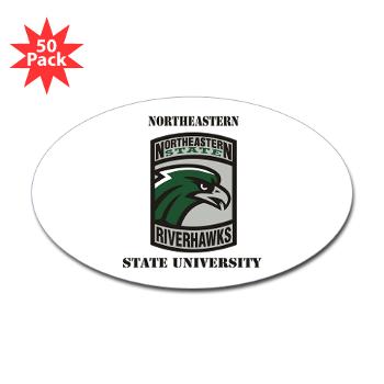 nsuok - M01 - 01 - SSI - ROTC - Northeastern State University with Text - Sticker (Oval 50 pk)