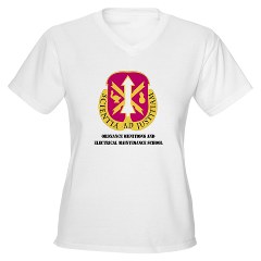 omems - A01 - 04 - DUI - Ordnance Munitions and Electronics Maintenance School with Text - Women's V-Neck T-Shirt