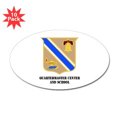 quartermaster - M01 - 01 - DUI - Quartermaster Center/School with Text - Sticker (Oval 10 pack) - Click Image to Close