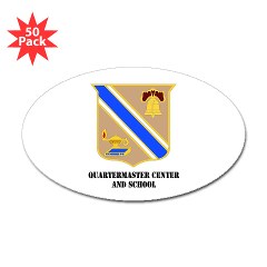 quartermaster - M01 - 01 - DUI - Quartermaster Center/School with Text - Sticker (Oval 50 pack) - Click Image to Close