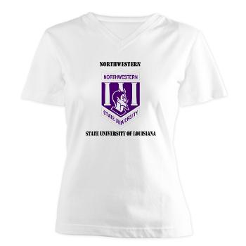 nsula - A01 - 04 - SSI - ROTC - Northwestern State University of Louisiana with Text - Women's V-Neck T-Shirt