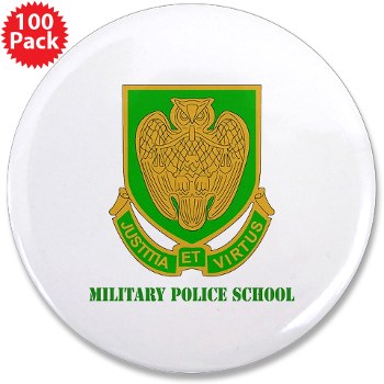usamps - M01 - 01 - DUI - Military Police School with Text 3.5" Button (100 pack)